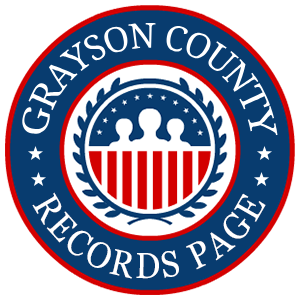 A round, red, white, and blue logo with the words 'Grayson County Records Page' in relation to the state of Virginia.